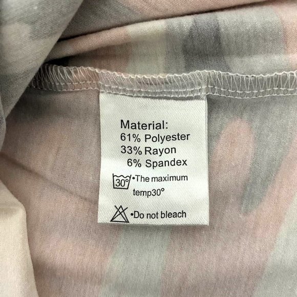 BISHUIGE Pink Camo Henley Tunic Top Size M Button V-Neck Stretch Casual Tee - Picture 8 of 10